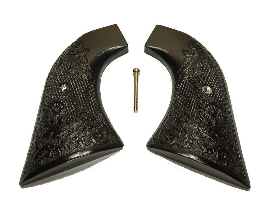 Ebony Floral Checkered Ebony Ruger Super Blackhawk Grips X