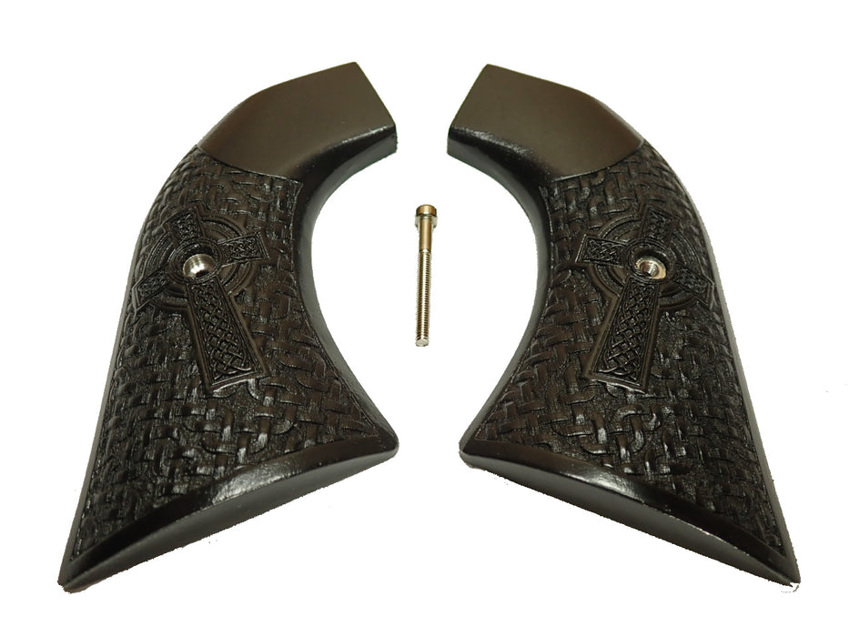 Ebony Braided Celtic Cross Ruger Super Blackhawk Grips X