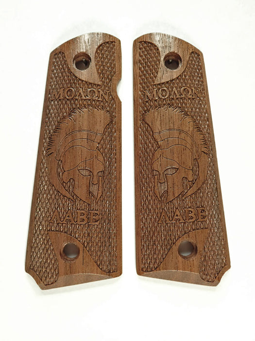 Walnut Molon Labe Spartan #2 1911 Grips (Full Size)