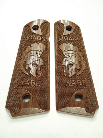 Walnut Molon Labe Spartan #2 1911 Grips (Full Size)