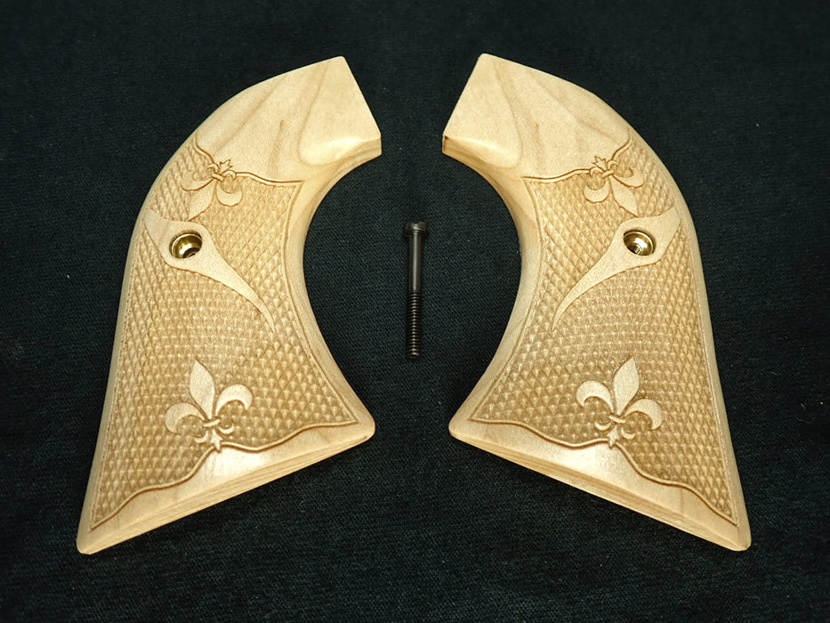 Maple Fleur De Lis Engraved Ruger Vaquero/Blackhawk/Wrangler Grips