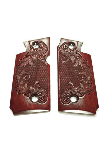 --Rosewood Floral Checker Springfield Armory 911 9mm Grips