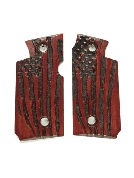 --Rosewood American Flag Springfield Armory 911 9mm Grips