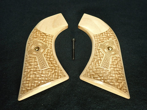 --Maple Braided Weave Celtic Cross Ruger Super Blackhawk Grips Engraved Textured