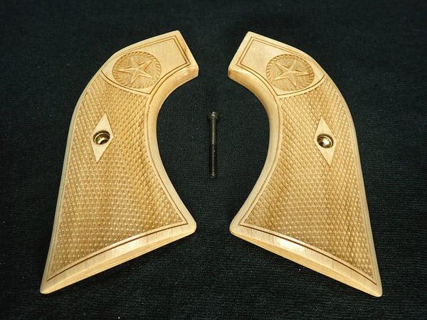 Maple Texas Star Ruger Super Blackhawk Grips Checkered Engraved Textured