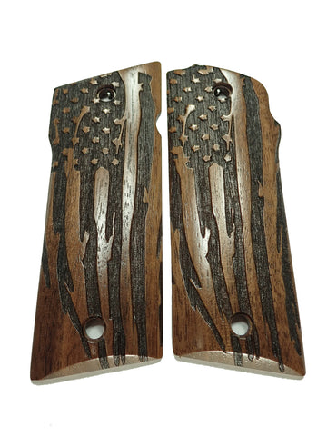 Walnut American Flag Coonan .357 Grips