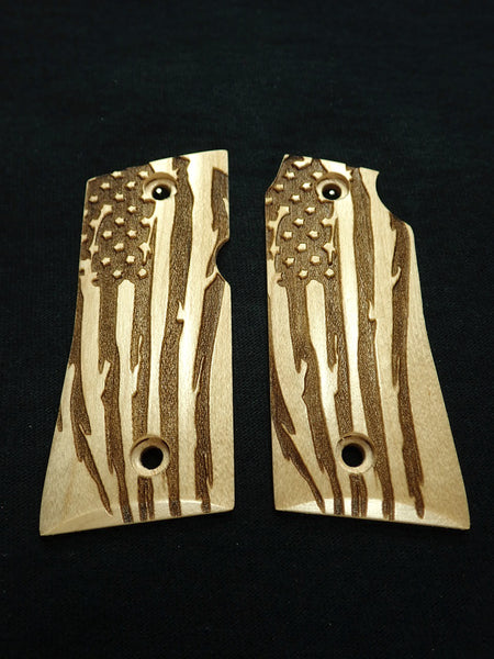 Maple American Flag Colt Mustang Pocketlite Grips