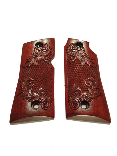 --Rosewood Floral Checker Colt Mustang Pocketlite Grips