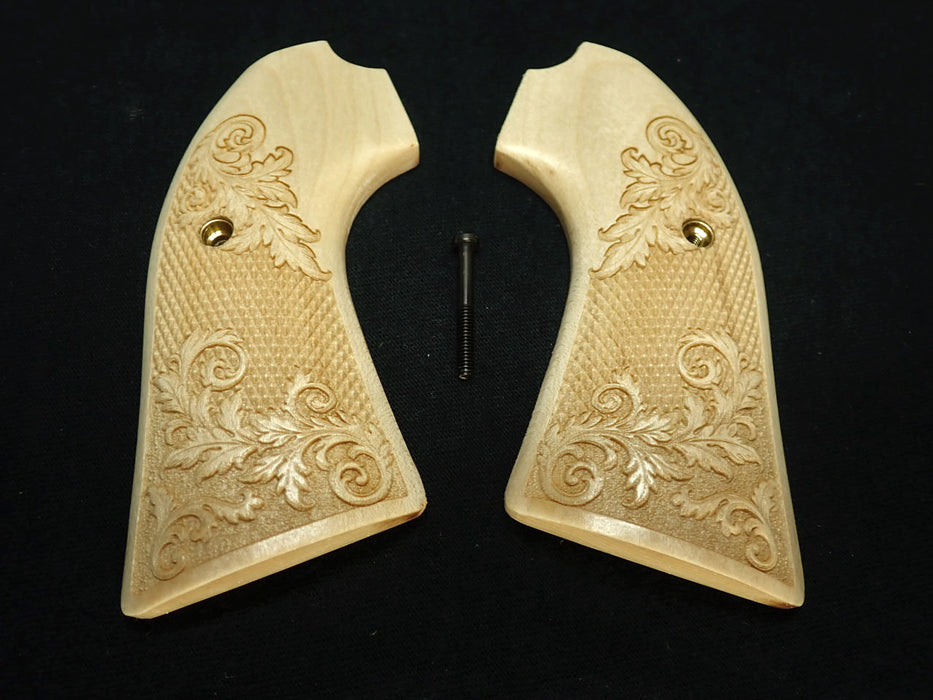 Maple Floral Checkered Ruger Vaquero Bisley Grips