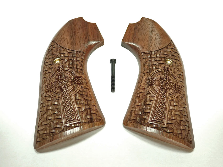 Walnut Celtic Cross Ruger Vaquero Bisley Grips