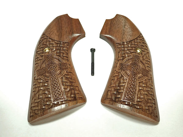 Walnut Celtic Cross Ruger Vaquero Bisley Grips Engraved Textured
