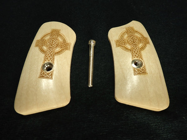 --Maple Celtic Cross Ruger Sp101 Grip Inserts