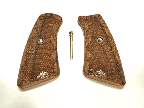 Walnut Checkered Floral Ruger Gp100 Grip Inserts