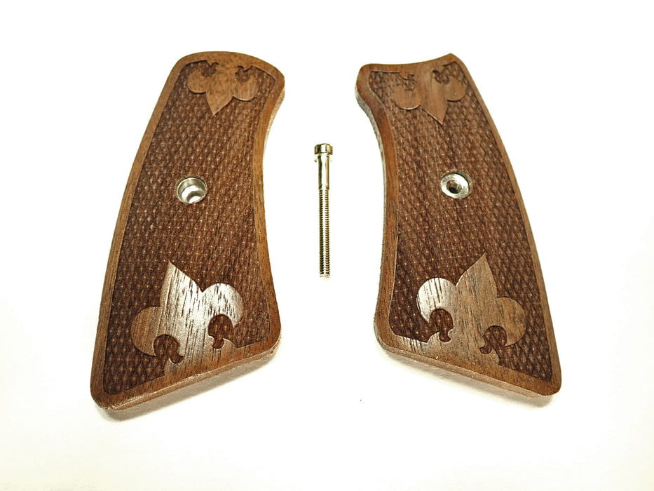 Walnut Checkered Plume Ruger Gp100 Grip Inserts