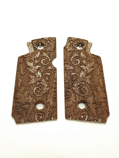 --Walnut Floral Scroll Springfield Armory 911 .380 Grips