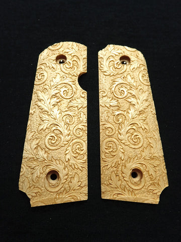 --Maple Floral Scroll Rock Island 380 1911 Grips
