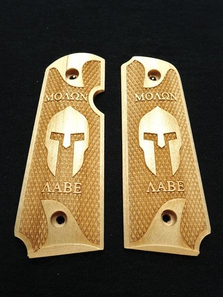 --Maple Molon Labe Spartan Rock Island 380 1911 Grips