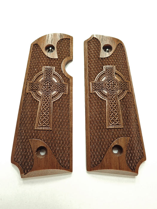 Walnut Celtic Cross #1 Rock Island 380 1911 Grips X