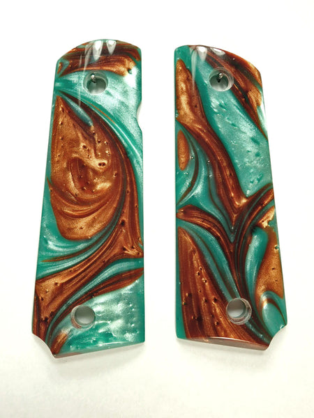 Copper & Turquoise Pearl Grips Compatible/Replacement for Browning 1911-22 1911-380 Grips