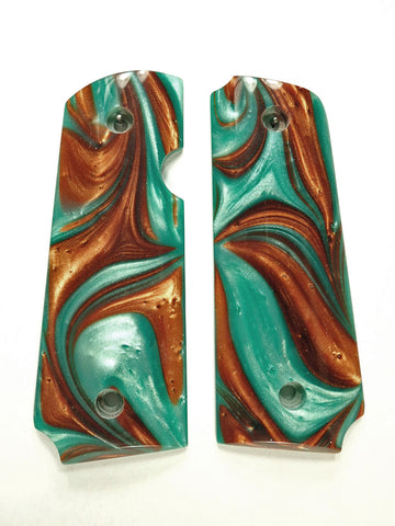 Copper & Turquoise Pearl Rock Island 380 1911 Grips
