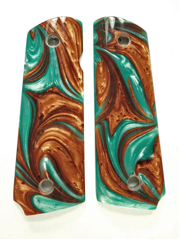 Copper & Turquoise Pearl 1911 Grips (Compact)