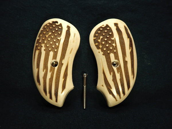 --Maple American Flag Bond Arms Derringer Grips Engraved Textured