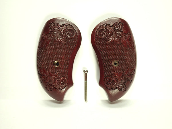 Rosewood Floral Checkered Bond Arms Derringer Grips Engraved Textured