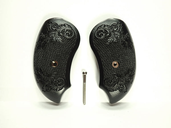 Ebony Floral Checkered Bond Arms Derringer Grips Engraved Textured