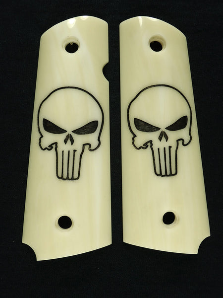 Ivory Punisher Engraved 1911 Grips (Full Size) Textured