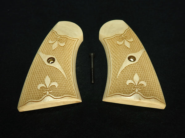 Maple Fleur Dis Le Uberti Schofield Grips Checkered Engraved Textured