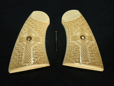 Maple Celtic Cross Uberti Schofield Grips Engraved Textured