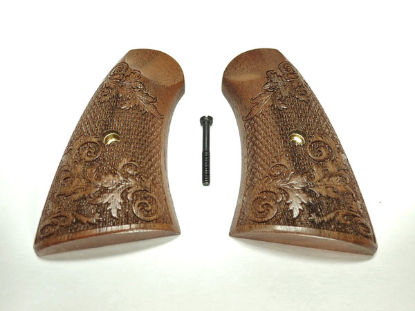 Walnut Floral Checkered Uberti Schofield Grips X