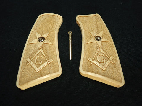 --Maple Masonic Ruger Gp100 Grip Inserts