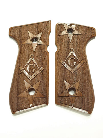 Walnut Masonic Beretta 92fs Grips