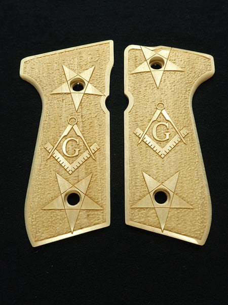 --Maple Masonic Beretta 92fs Grips