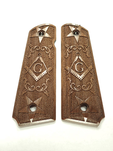 Walnut Masonic 1911 Grips (Full Size)