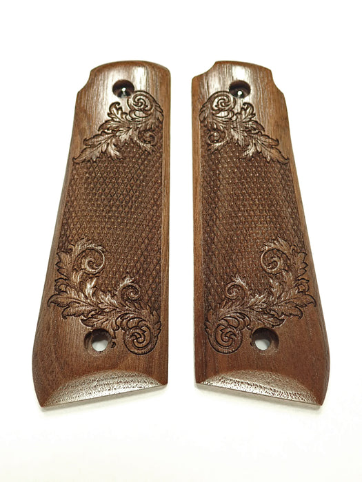 Walnut Floral Checkered Ruger Mark IV 22/45 Grips