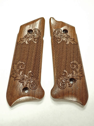 Walnut Floral Checker Ruger Mark IV Grips Checkered Engraved Textured