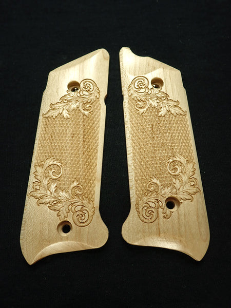--Maple Floral Checker Ruger Mark IV Grips Checkered Engraved Textured