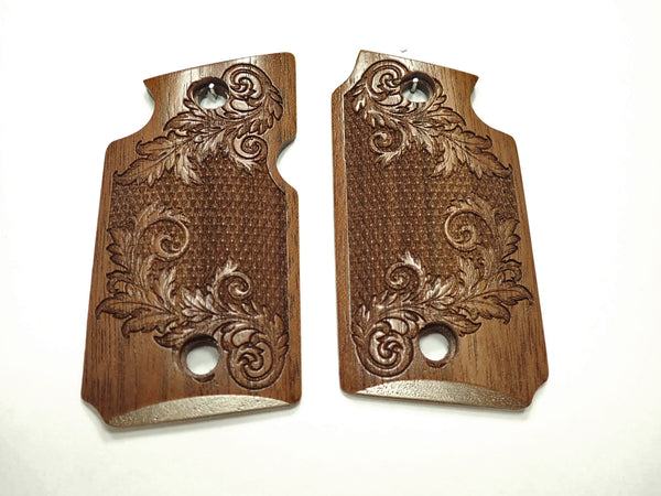 Walnut Floral Checkered Sig Sauer P938 Grips