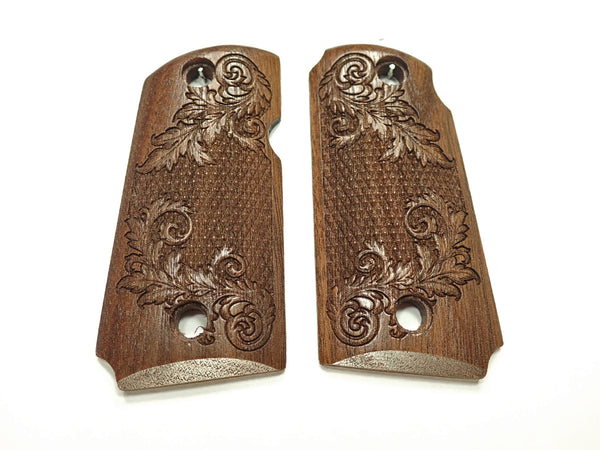 Walnut Floral Checkered Kimber Micro 9 Grips