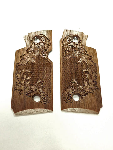 --Walnut Floral Checker Springfield Armory 911 .380 Grips
