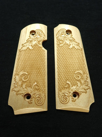 --Maple Floral Checker Rock Island 380 1911 Grips