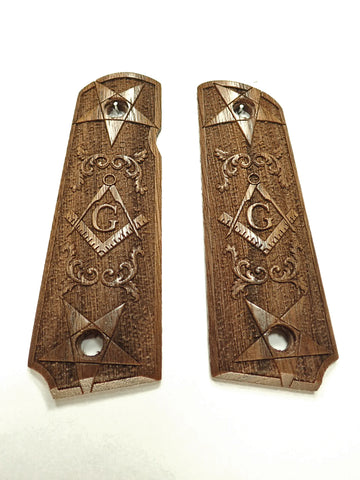 Walnut Masonic Grips Compatible/Replacement for Browning 1911-22 1911-380 Grips