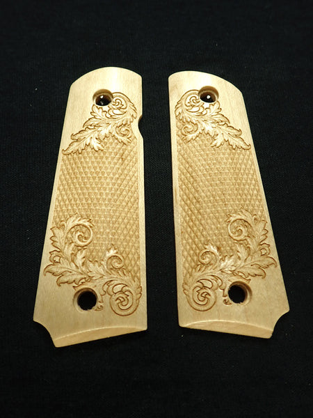 --Maple Floral Checker Grips Compatible/Replacement for Browning 1911-22 1911-380 Grips
