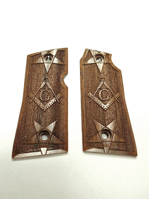 Walnut Masonic Colt Mustang Pocketlite Grips X