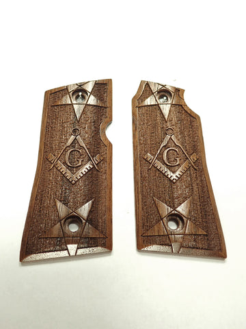 Walnut Masonic Colt Mustang Pocketlite Grips
