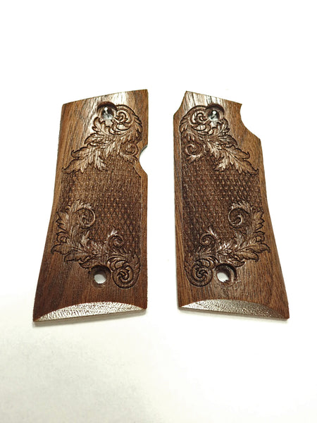 Walnut Floral Checkered Colt Mustang Pocketlite Grips