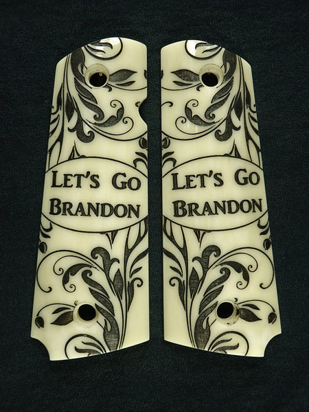 Ivory "Lets Go Brandon" 1911 Grips (Full Size) Textured