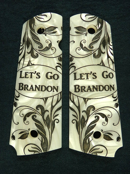 Pearl "Lets Go Brandon" 1911 Grips (Full Size)